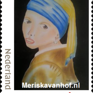 decemberzegel"Melkmeisje van Vermeer, door Meriska van Hof"